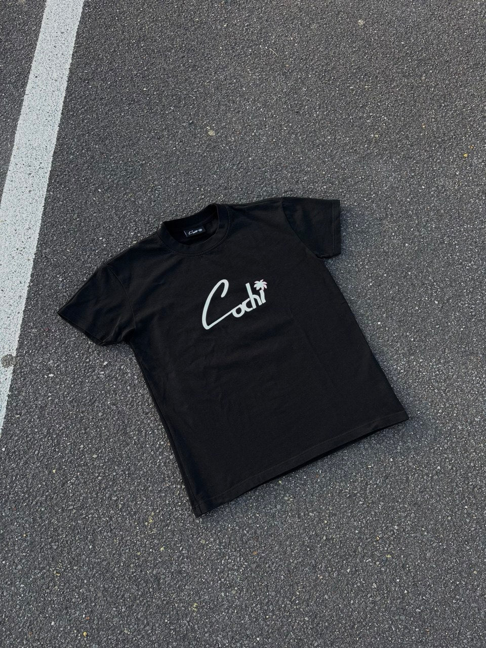 T-shirt Noir - Palmier Rose - PRÉCOMMANDE