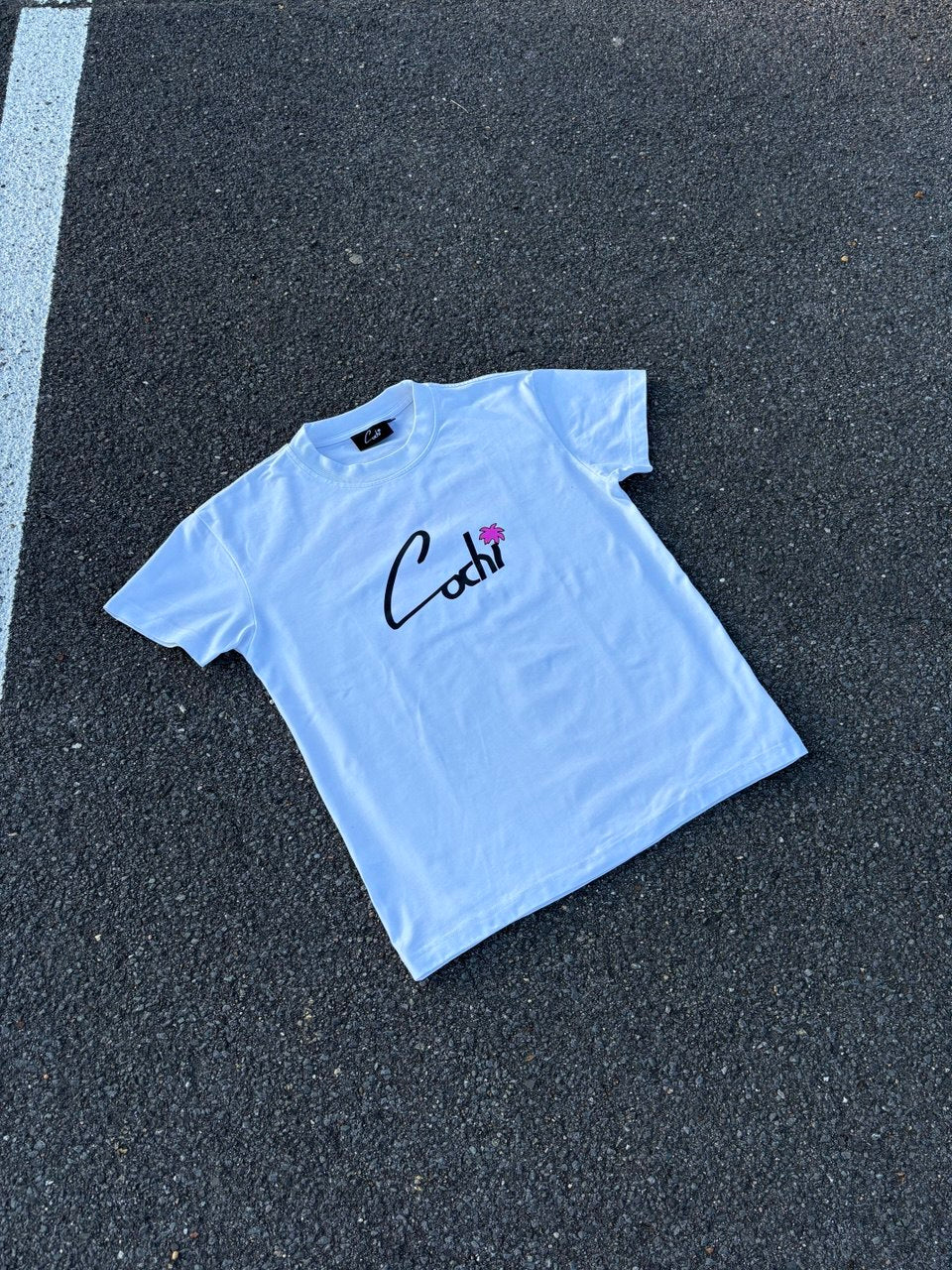 T-shirt Blanc - Palmier Rose - PRÉCOMMANDE