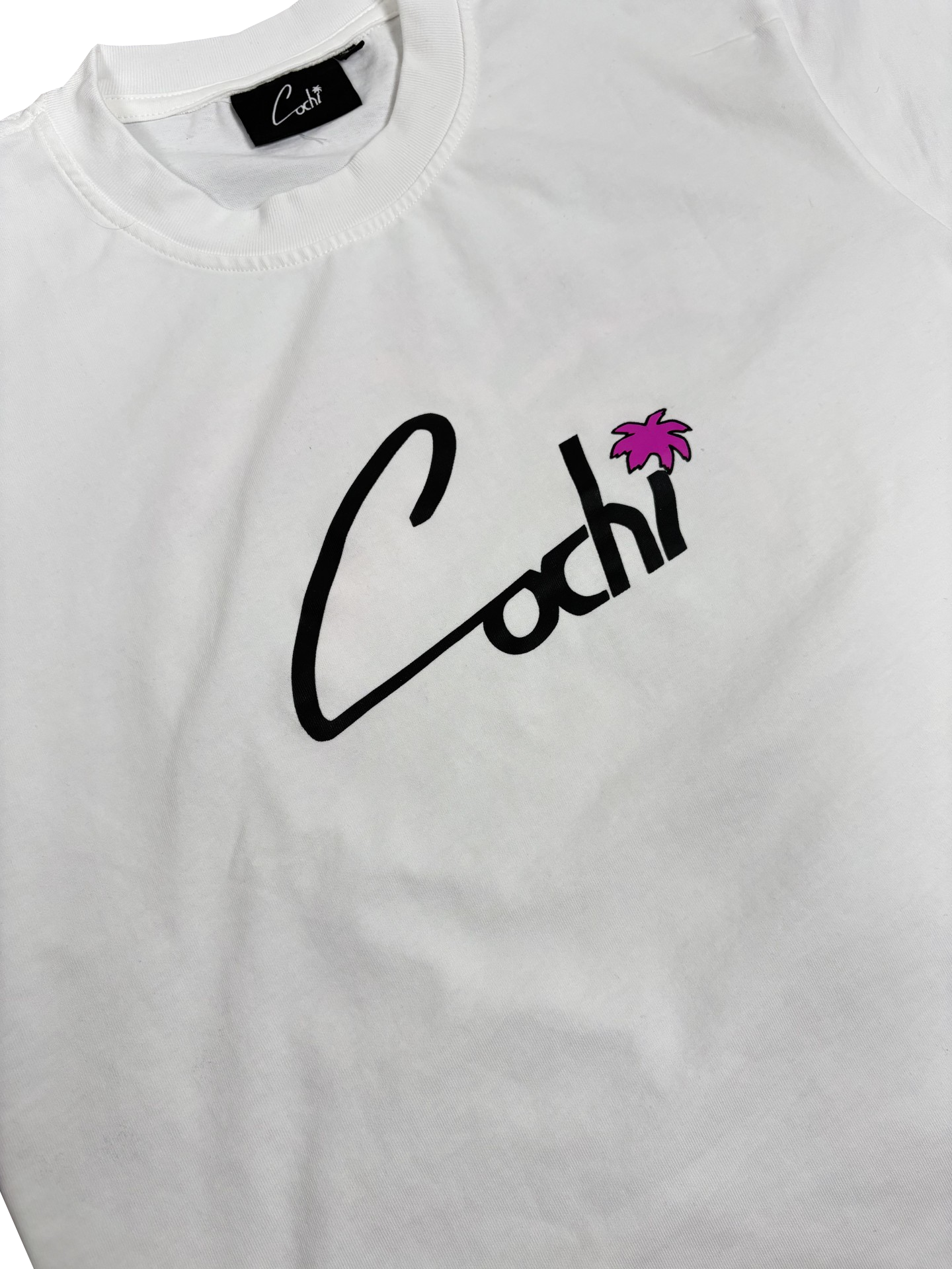 T-shirt Blanc - Palmier Rose