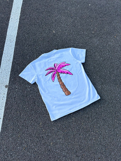 T-shirt Blanc - Palmier Rose - PRÉCOMMANDE